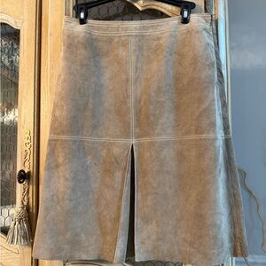 LOFT Suede Tan Midi Skirt